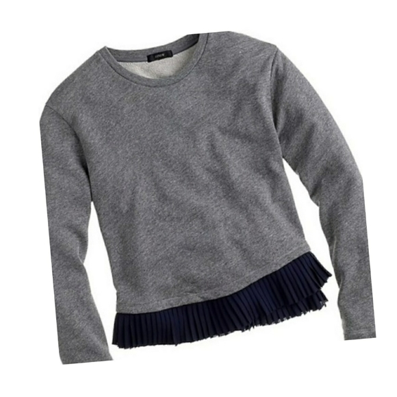 ❤SOLD❤J. CREW VIDEO Ruffle Hem Sweatshirt Gray Top - Picture 3 of 12